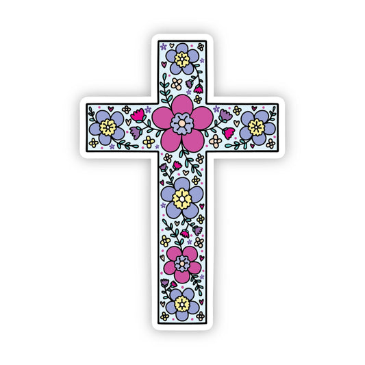 Floral Cross Sticker