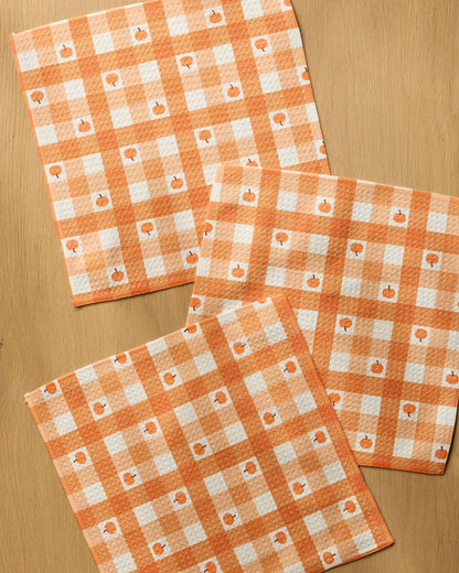 Geometry - Pumpkin Check Dishcloth Set