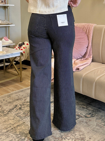 Olivia-High Rise Striped Extreme Wide Jeans