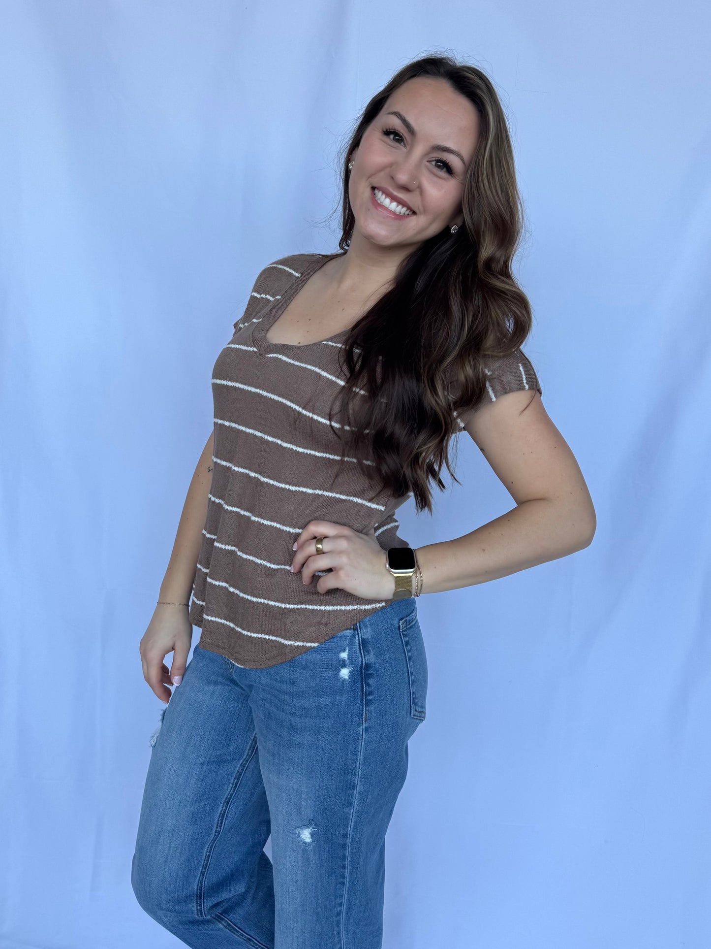 Harbor Stripe V-Neck