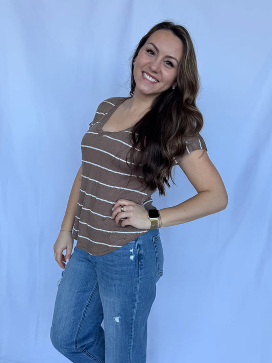 Harbor Stripe V-Neck