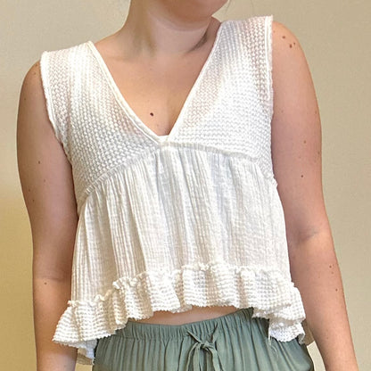 NO LONGER THERE CROPPED BABYDOLL TOP