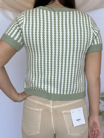Sarah Tie Stripe Cardigan Top