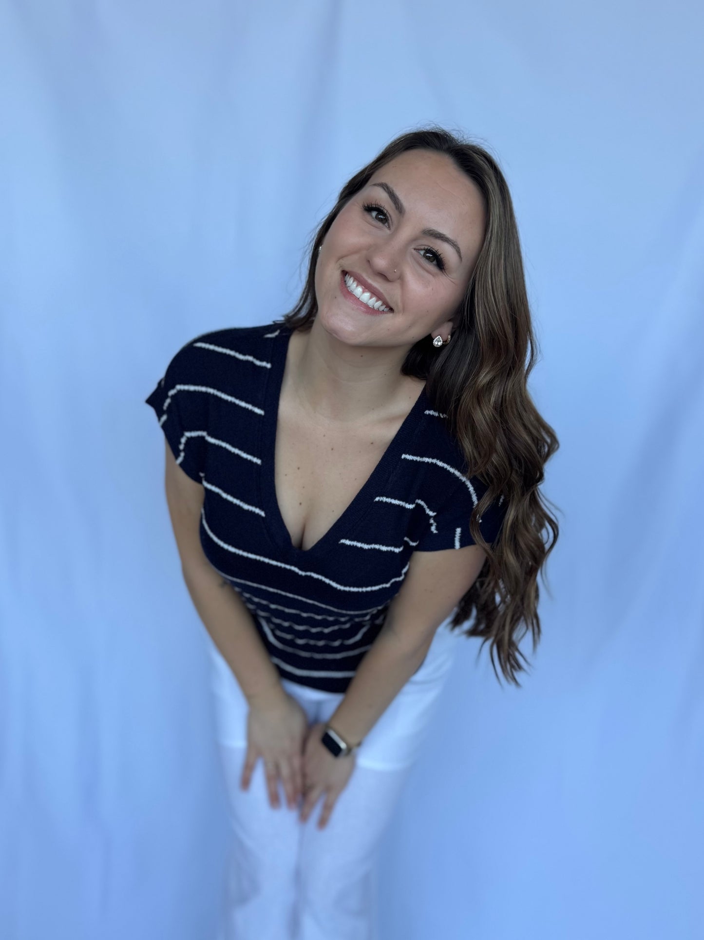 Harbor Stripe V-Neck