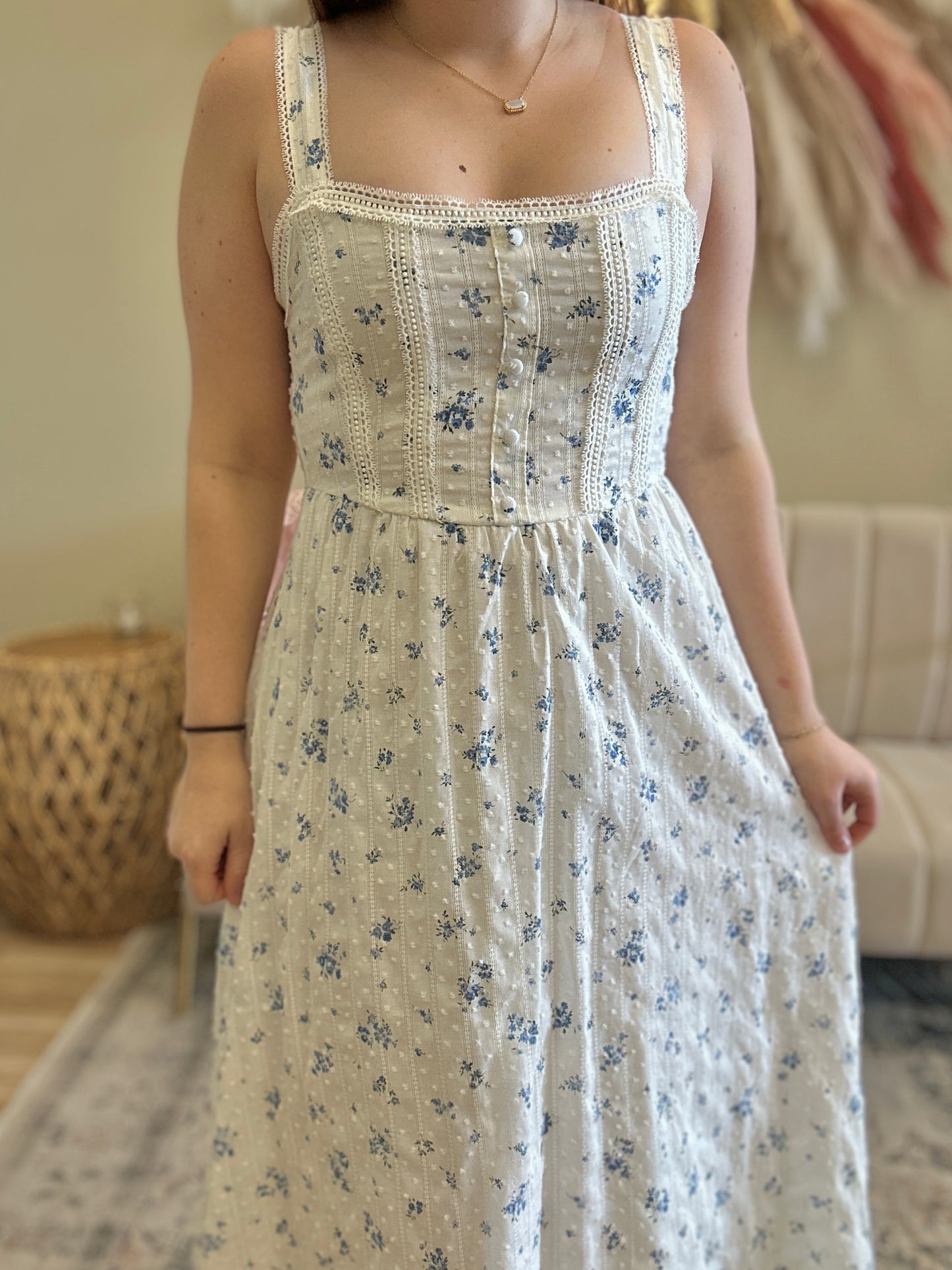 Blue Blossom Midi Dress