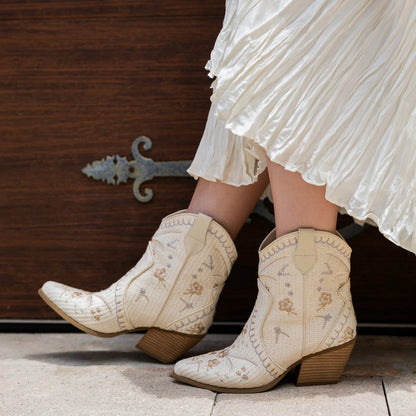 Dalena Floral Raffia Boots