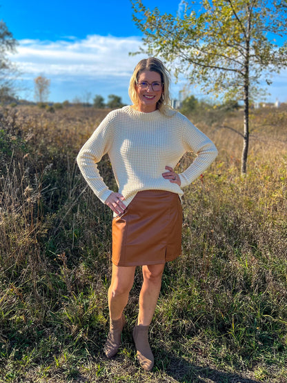 Chestnut Luxe Leather Skirt