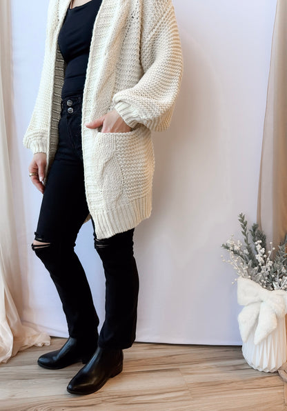 Laney Cream Cable Knit Cardigan