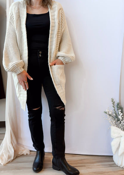 Laney Cream Cable Knit Cardigan