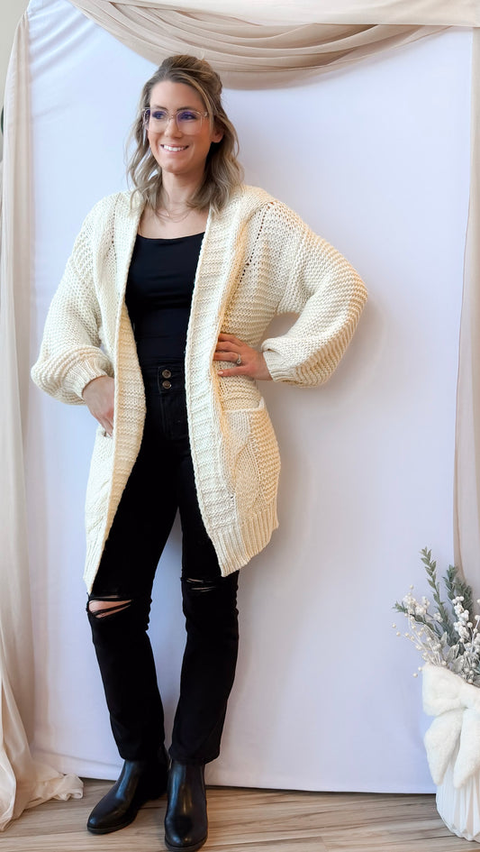 Laney Cream Cable Knit Cardigan