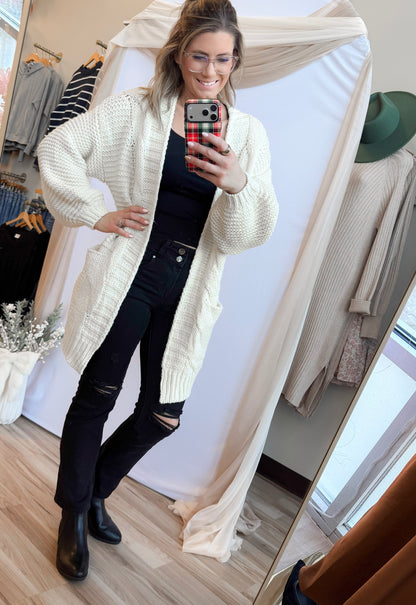 Laney Cream Cable Knit Cardigan