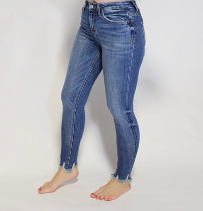 THE SAM HIGH RISE DISTRESSED HEM ANKLE SKINNY JEANS