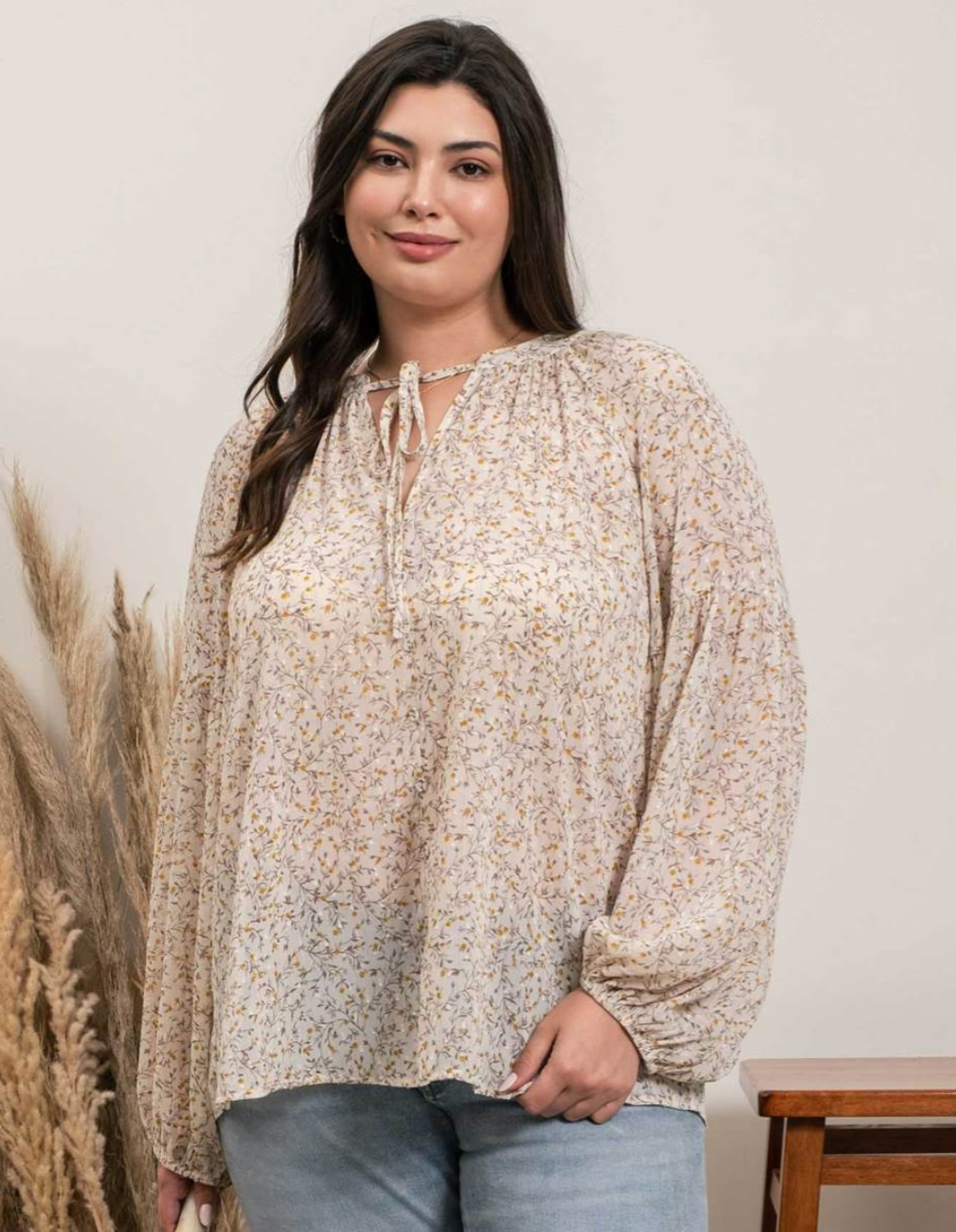 FLORAL DROP SLEEVE BLOUSE
