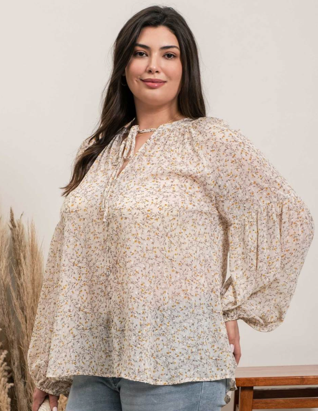 FLORAL DROP SLEEVE BLOUSE