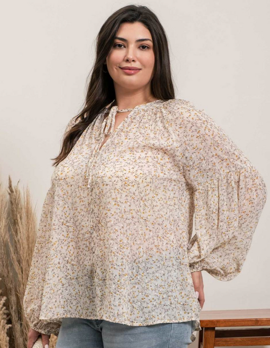 FLORAL DROP SLEEVE BLOUSE