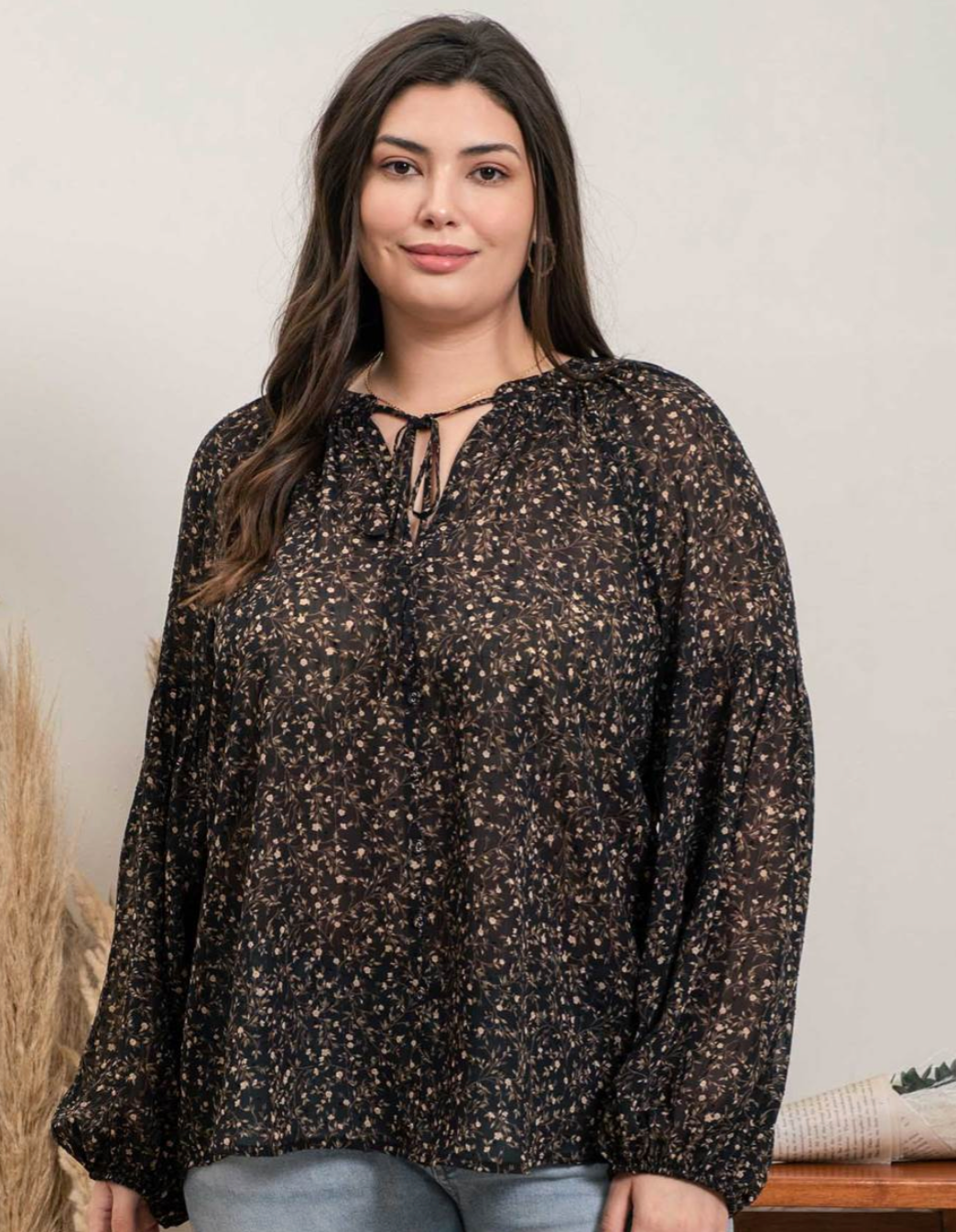FLORAL DROP SLEEVE BLOUSE