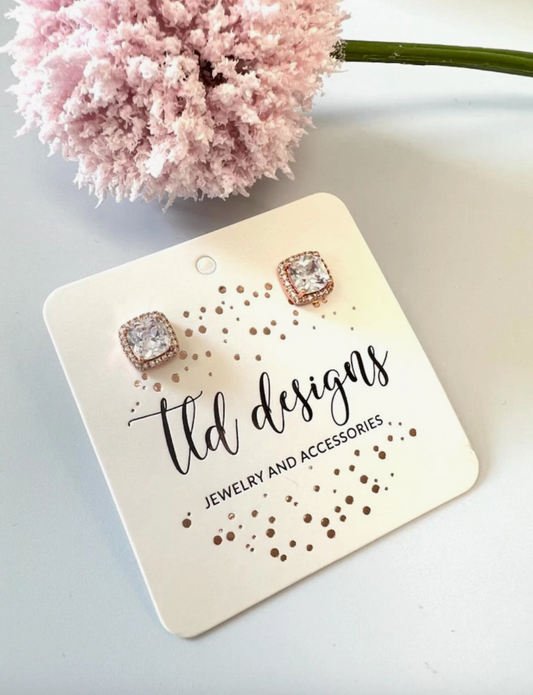 Rose Gold Rhinestone Stud Earrings