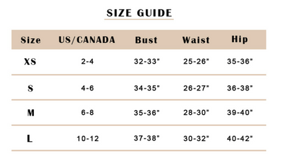 MIOU MUSE SIZE CHART