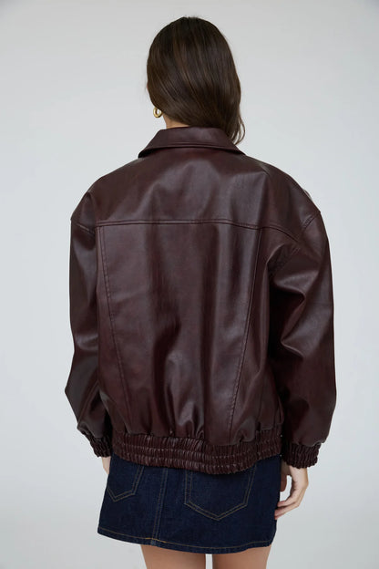 Going Places Faux Leather Bomber