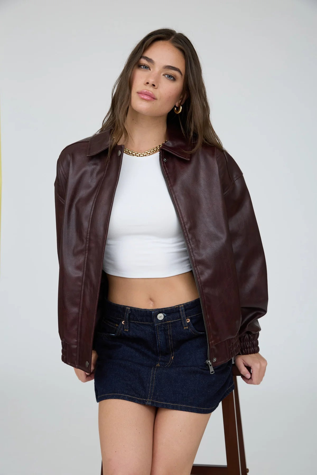 Going Places Faux Leather Bomber
