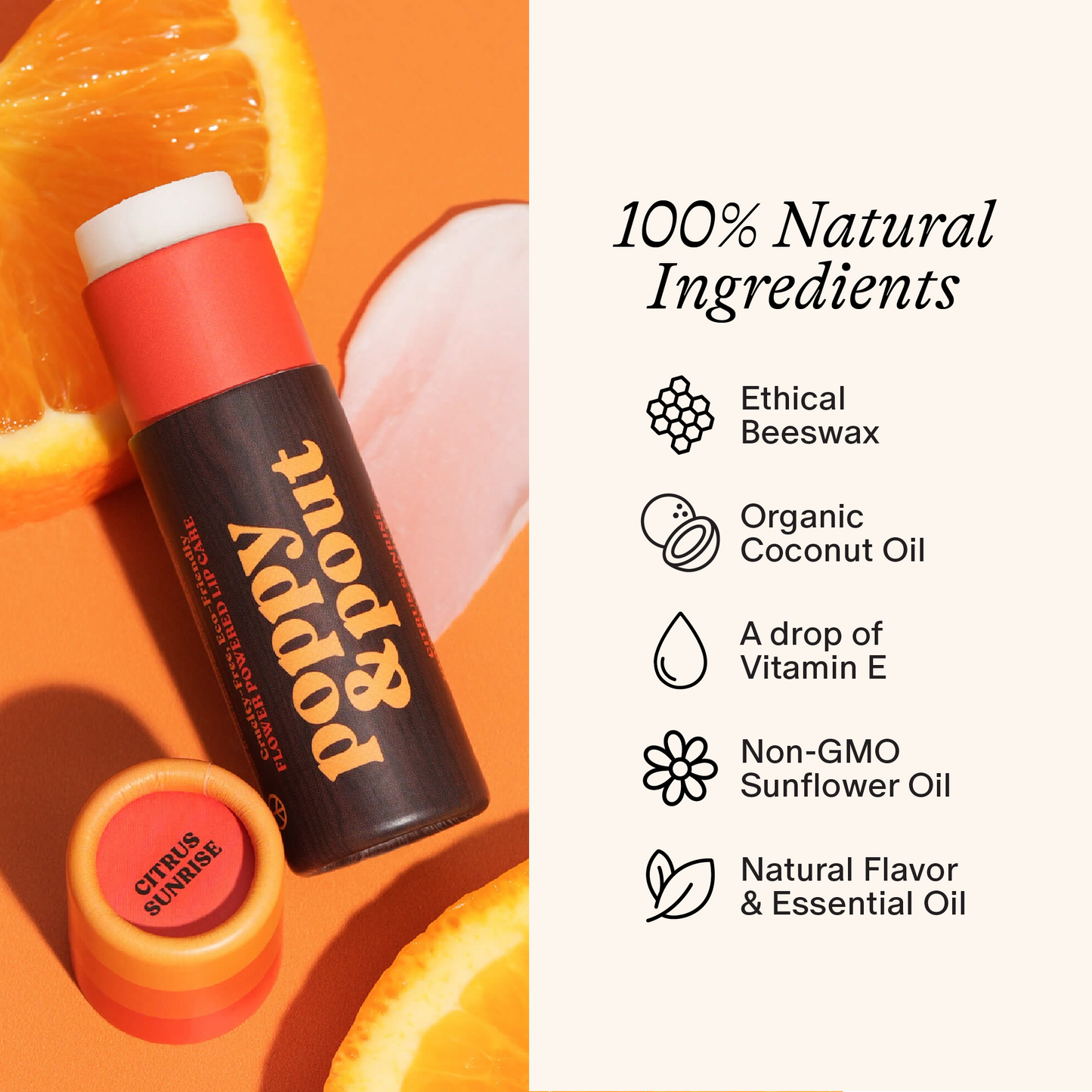 Poppy & Pout - Lip Balm, Retro Surf, Citrus Sunrise
