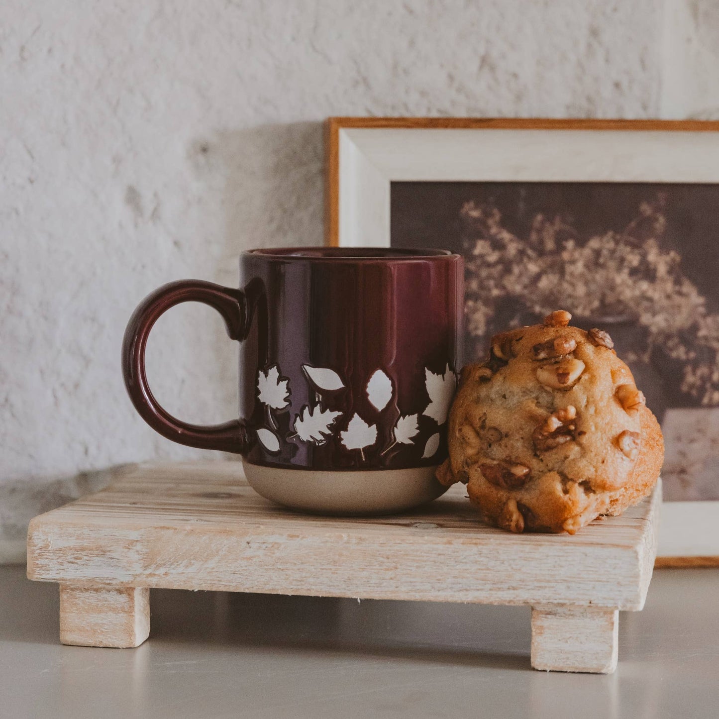 Brown Fall Leaves Stoneware Mug