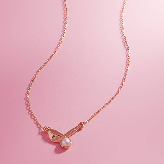 Golf Iron Pearl Ball Necklace for Golf Lovers: ONE SIZE / GD