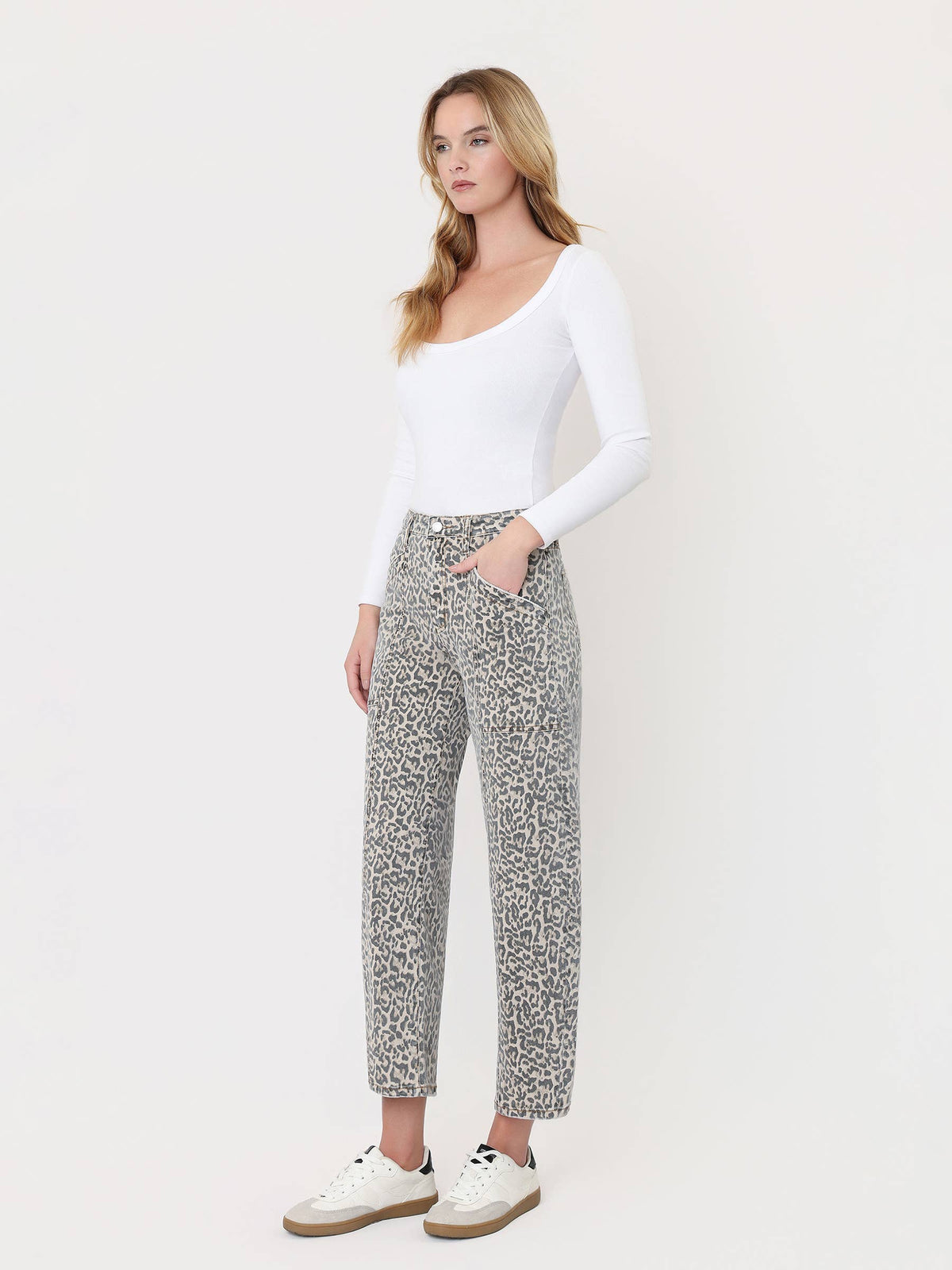The Not So Basic Leopard High Rise Barrel Jeans