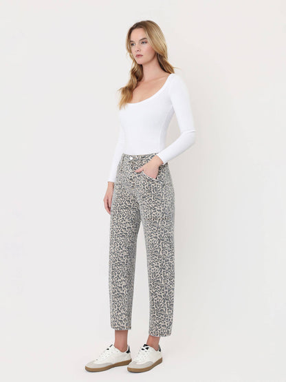 The Not So Basic Leopard High Rise Barrel Jeans