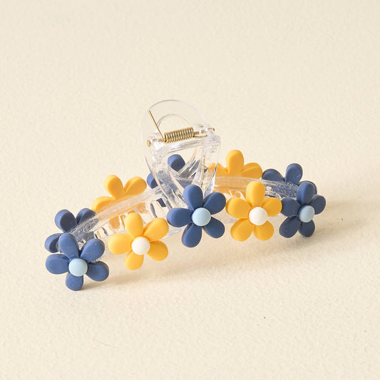 Daisy Claw Clip - Navy Yellow