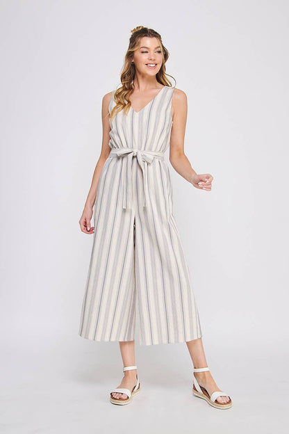 Chic Stripes Cotton Twill Jumpsuit