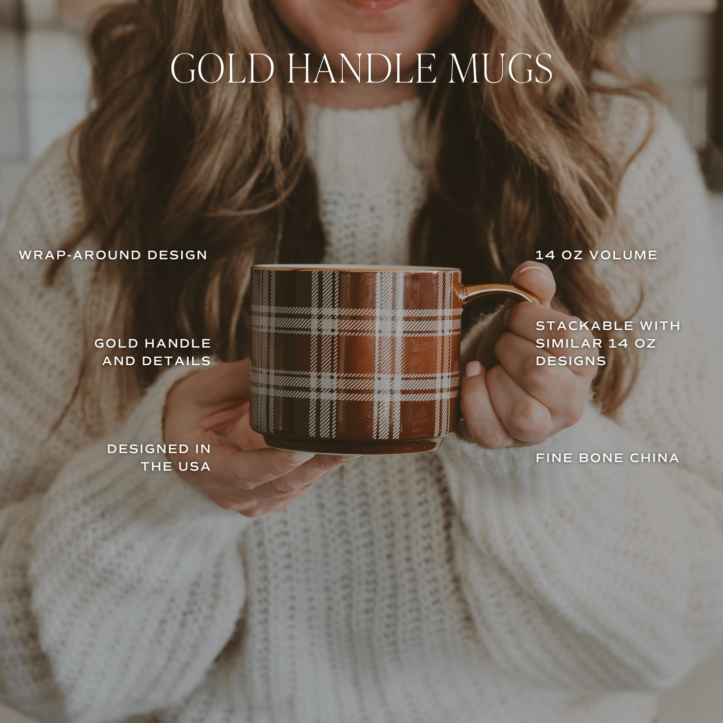 Orange Navy Plaid Coffee Mug
