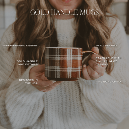 Orange Navy Plaid Coffee Mug