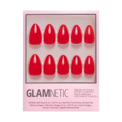 Glamnetic - Fiery Red Press-On Nails | Solid Nails | Short Almond Length