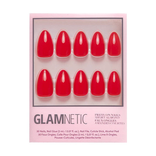 Glamnetic - Fiery Red Press-On Nails | Solid Nails | Short Almond Length