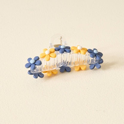 Daisy Claw Clip - Navy Yellow
