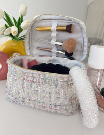 Makeup Open Top - White Tweed Large