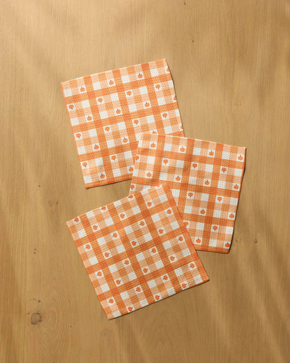 Geometry - Pumpkin Check Dishcloth Set