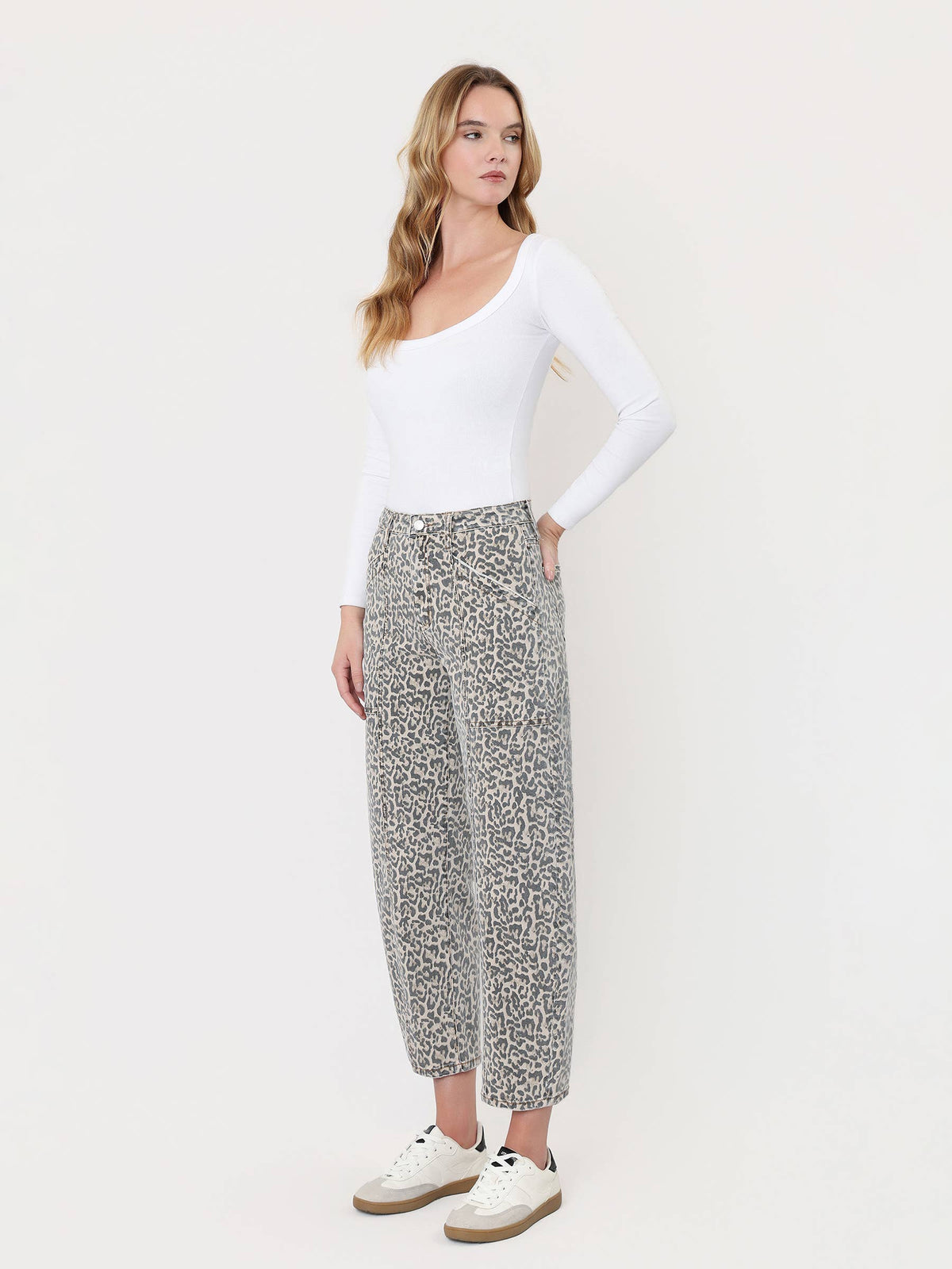 The Not So Basic Leopard High Rise Barrel Jeans