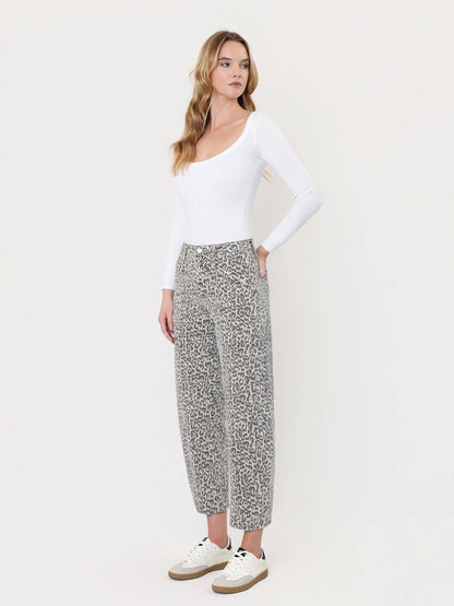The Not So Basic Leopard High Rise Barrel Jeans