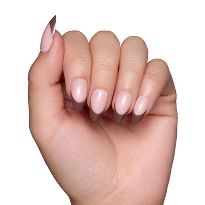 Glamnetic - Chocolat Press-On Nails | Brown French Tip | Short Almond