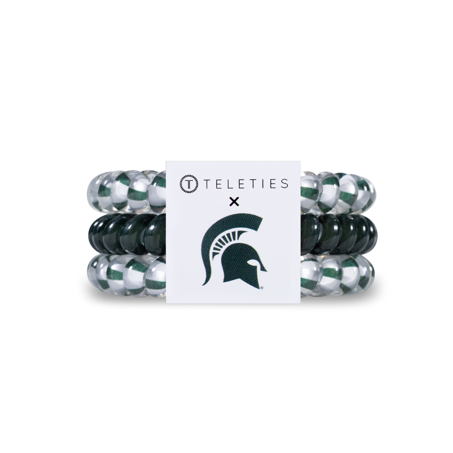 TELETIES - Spiral Hair Coils | Small | Michigan State Univ. Hair Ties
