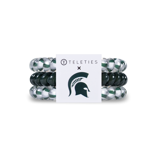 TELETIES - Spiral Hair Coils | Small | Michigan State Univ. Hair Ties