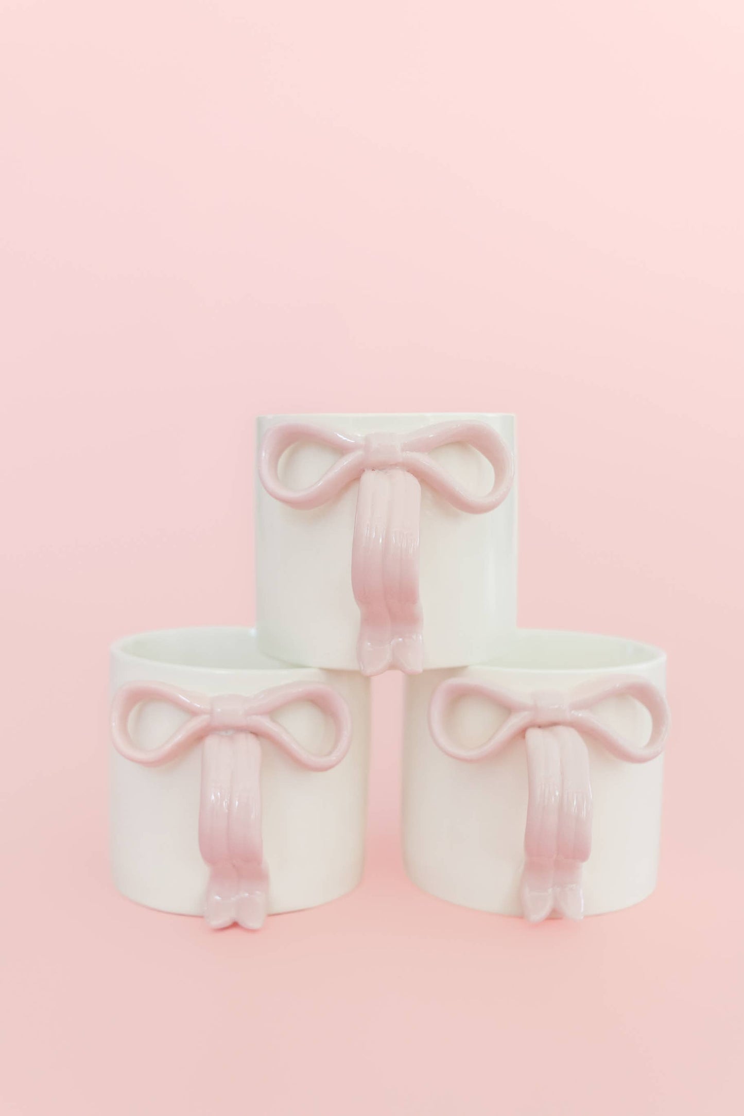 Blush Pink Bow Ceramic Coffee Tea Mug with Ribbon Handle