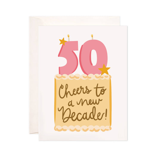 Fifty Cake Greeting Card - New Decade Birthday Card
