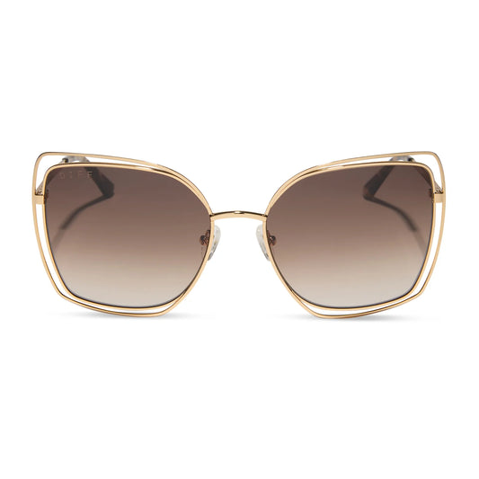 Jacqueline - gold brown gradient sunglasses