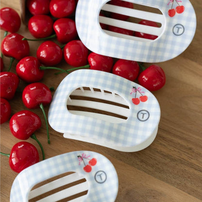 TELETIES - Flat Round Hair Clip | Large | Basket of Cherries