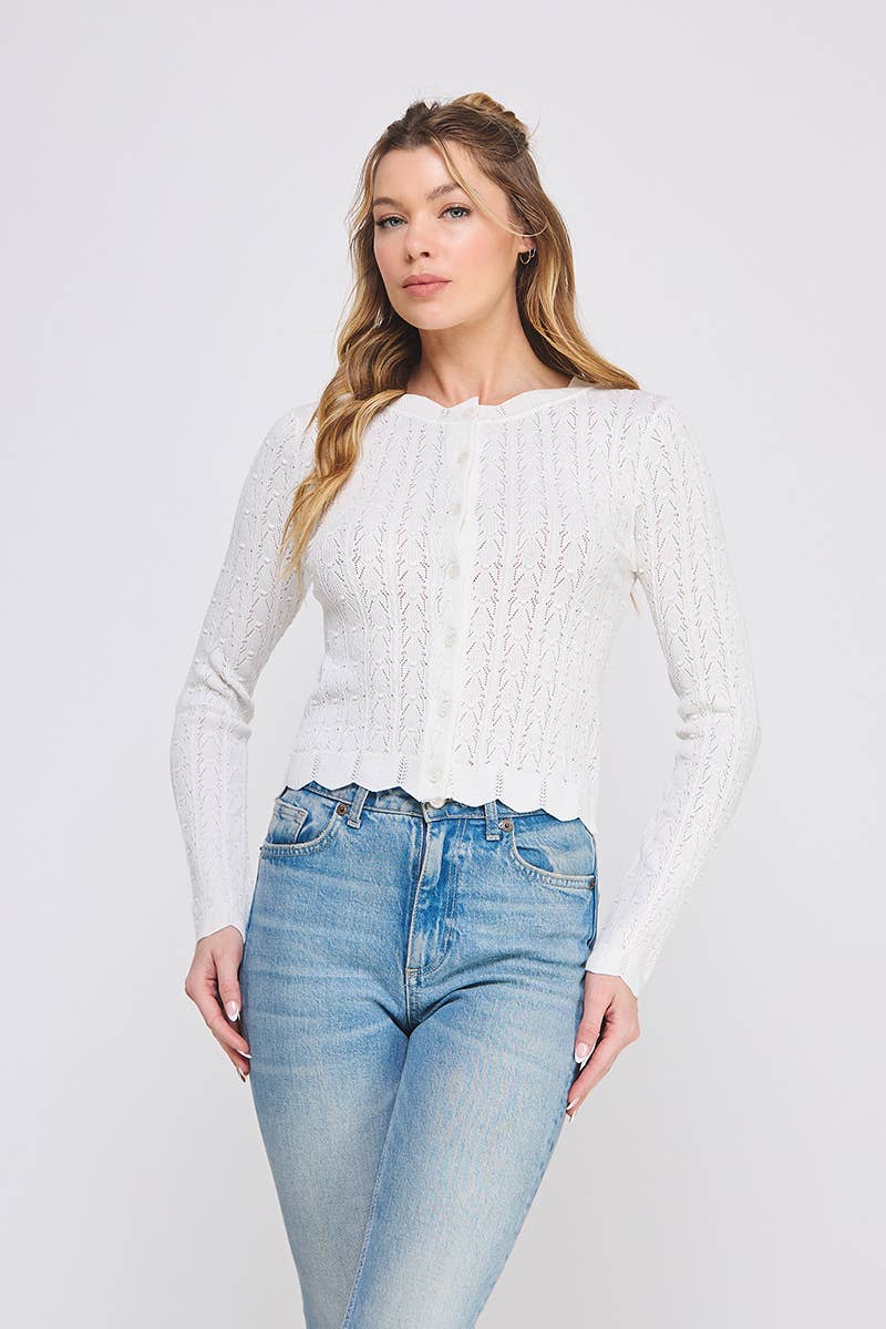 Cloud Knit Pointelle Cardigan