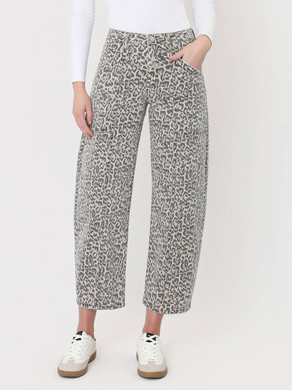 The Not So Basic Leopard High Rise Barrel Jeans