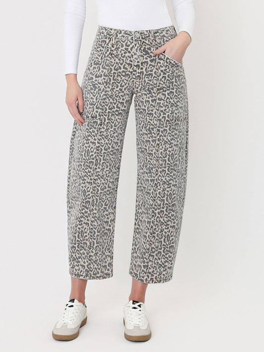 The Not So Basic Leopard High Rise Barrel Jeans
